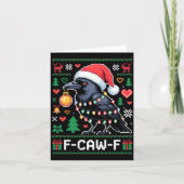 F-caw-f Funny Black Bird Humor Christmas Ugly Swea カード (正面)
