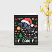 F-caw-f Funny Black Bird Humor Christmas Ugly Swea カード (黄色い花)