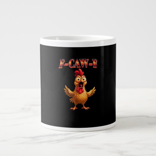 F Caw F Funny Chicken Classic Aesthetic Design ジャンボコーヒーマグカップ (正面)