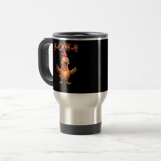 F Caw F Funny Chicken Classic Aesthetic Design トラベルマグ (正面左)