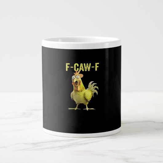 F Caw F Funny Chicken Classic Creative Casual ジャンボコーヒーマグカップ (正面)