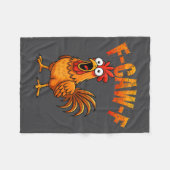 F-caw-f Funny Chicken Humor F-caw-f Quote Rooster フリースブランケット (正面(横))