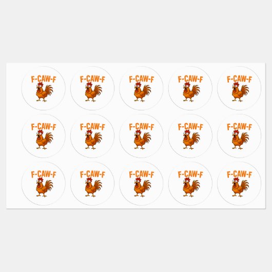 F-Caw-F Funny Chicken Humor F-Caw-F Quote Rooster  ラベル (シート)