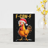 F-caw-f Funny Chicken Humor Meme Christmas Men Wom カード (黄色い花)