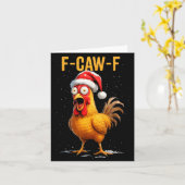 F-caw-f Funny Chicken Humor Meme Christmas Men Wom カード (黄色い花)