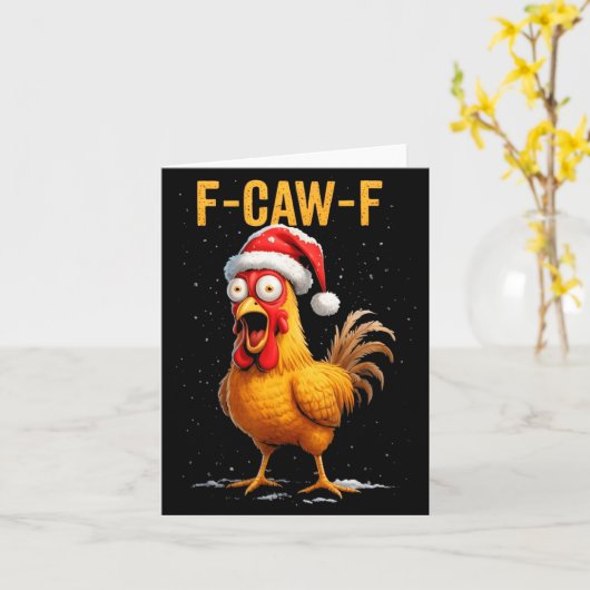 F-caw-f Funny Chicken Humor Meme Christmas Men Wom カード (黄色い花)