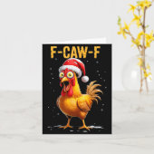 F-caw-f Funny Chicken Humor Meme Christmas Men Wom カード (黄色い花)