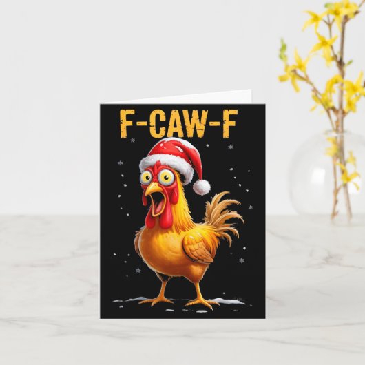 F-caw-f Funny Chicken Humor Meme Christmas Men Wom カード (黄色い花)