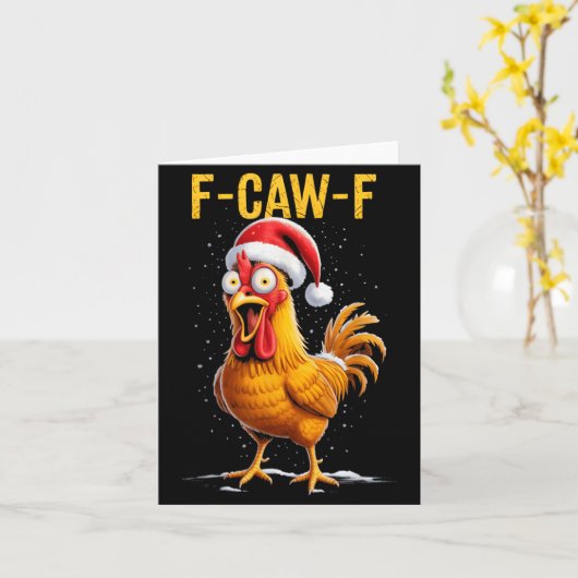 F-caw-f Funny Chicken Humor Meme Christmas Men Wom カード (黄色い花)
