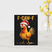 F-caw-f Funny Chicken Humor Meme Christmas Men Wom カード (黄色い花)