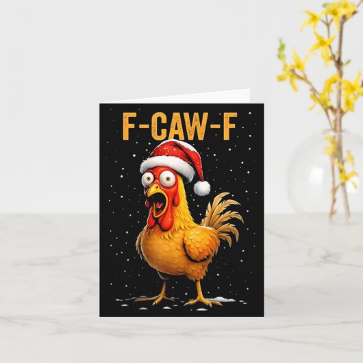 F-caw-f Funny Chicken Humor Meme Christmas Men Wom カード (黄色い花)