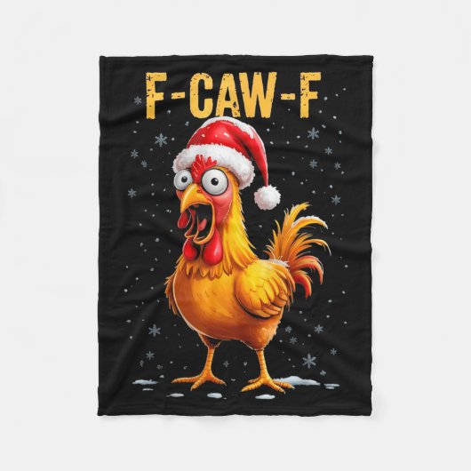 F-caw-f Funny Chicken Humor Meme Christmas Men Wom フリースブランケット (正面)