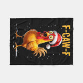 F-caw-f Funny Chicken Humor Meme Christmas Men Wom フリースブランケット (正面(横))