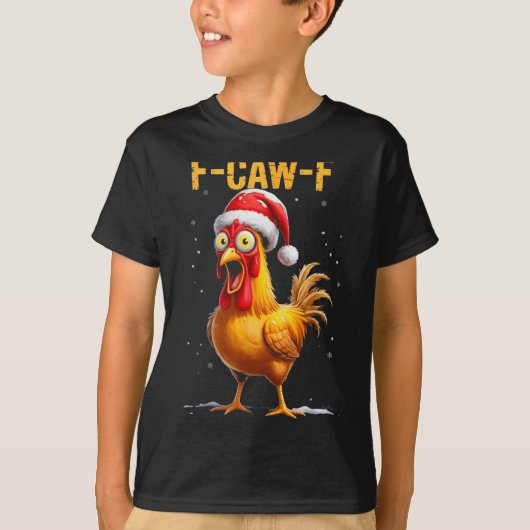 F-caw-f Funny Chicken Humor Meme Christmas Men Wom Tシャツ (正面)