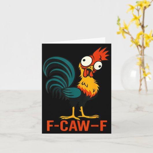 F-caw-f Funny Chicken Humor Quote Rooster Meme  カード (黄色い花)