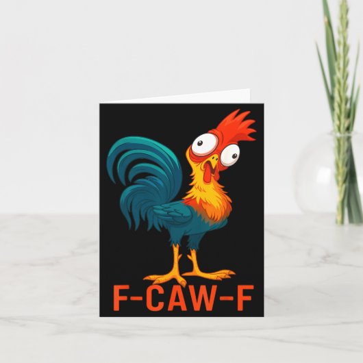 F-caw-f Funny Chicken Humor Quote Rooster Meme  カード (正面)