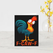 F-caw-f Funny Chicken Humor Quote Rooster Meme  カード (黄色い花)