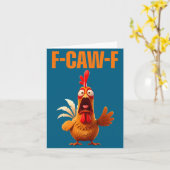 F-caw-f Funny Chicken Humor Quote Rooster Meme  カード (黄色い花)