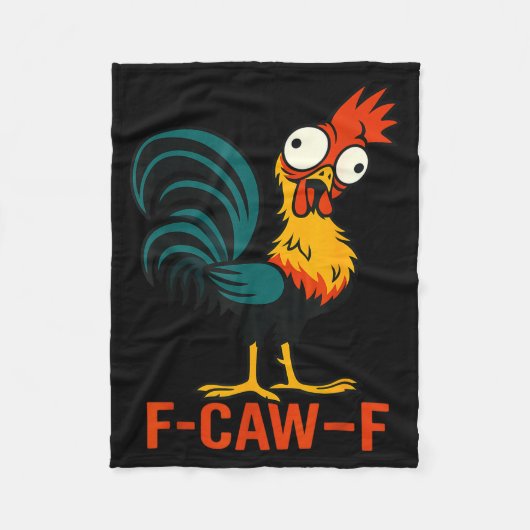 F-caw-f Funny Chicken Humor Quote Rooster Meme  フリースブランケット (正面)