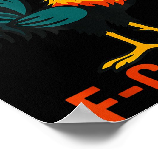 F-caw-f Funny Chicken Humor Quote Rooster Meme  ポスター (角)