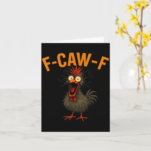 F-caw-f Funny Chicken Humor Quote Rooster Meme Cra カード (黄色い花)
