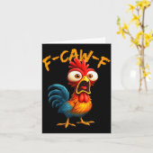 F-caw-f Funny Chicken Humor Quote Rooster Meme F-c カード (黄色い花)