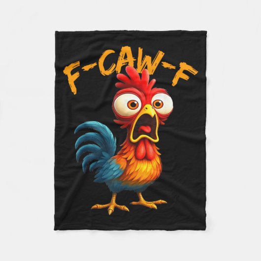F-caw-f Funny Chicken Humor Quote Rooster Meme F-c フリースブランケット (正面)