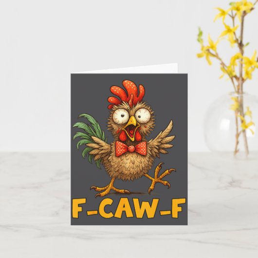 F-caw-f Funny Chicken Humor Quote Rooster Meme Fun カード (黄色い花)
