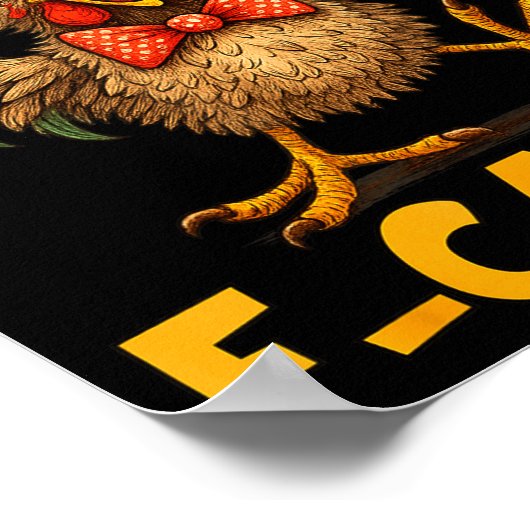 F-caw-f Funny Chicken Humor Quote Rooster Meme Fun ポスター (角)