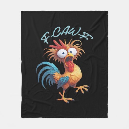 F Caw F Funny Chicken Humor Retro Style フリースブランケット (正面)