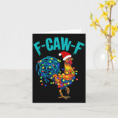 F-caw-f Funny Chicken Humor Rooster Meme Christmas カード (黄色い花)