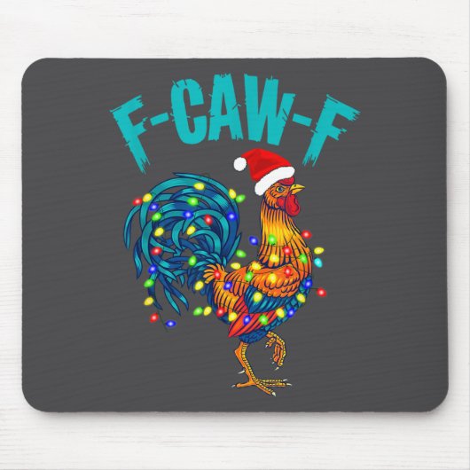 F-caw-f Funny Chicken Humor Rooster Meme Christmas マウスパッド (正面)