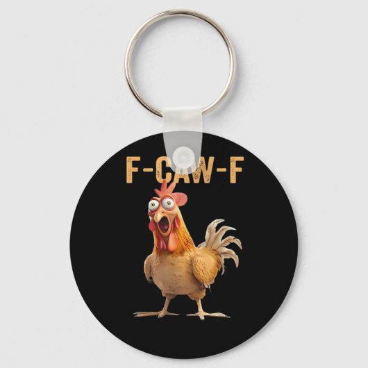 F Caw F Funny Chicken Humor Rooster Meme Classic キーホルダー (正面)