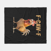 F Caw F Funny Chicken Humor Rooster Meme Classic フリースブランケット (正面(横))