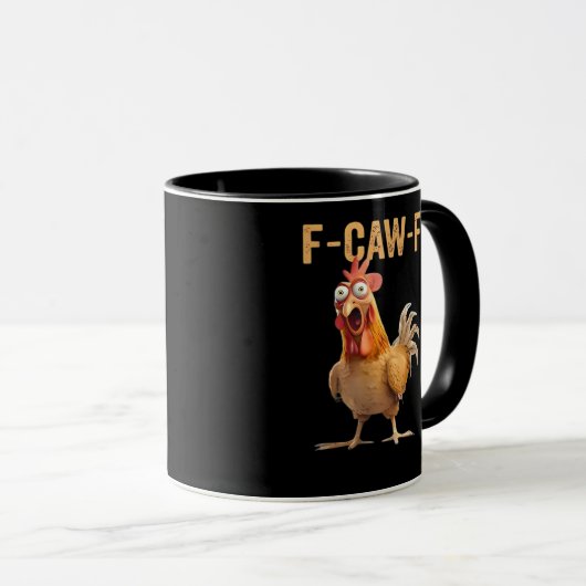 F Caw F Funny Chicken Humor Rooster Meme Classic マグカップ (正面右)