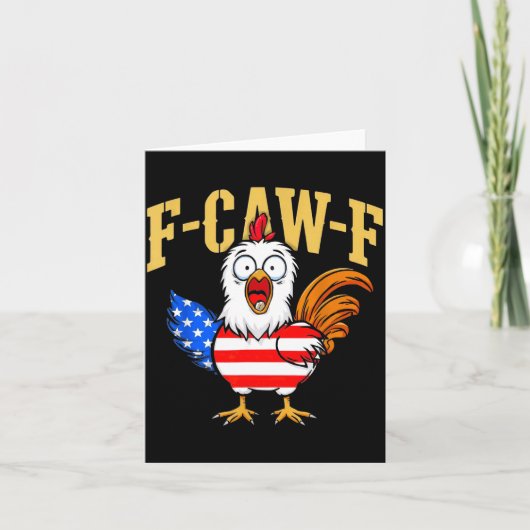 F-caw-f Funny Chicken Humor Usa Flag Quote Rooster カード (正面)