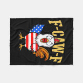 F-caw-f Funny Chicken Humor Usa Flag Quote Rooster フリースブランケット (正面(横))