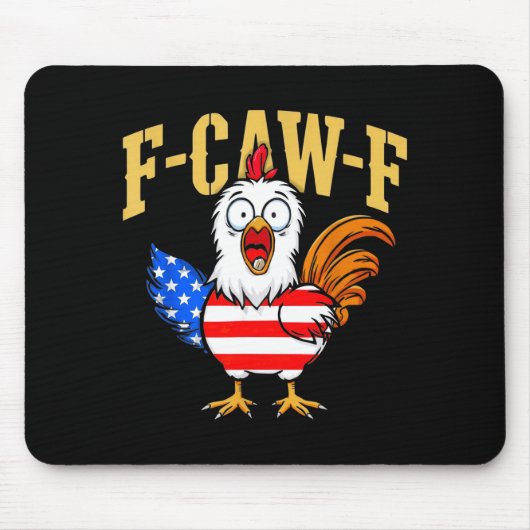 F-caw-f Funny Chicken Humor Usa Flag Quote Rooster マウスパッド (正面)