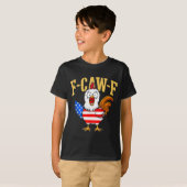 F-caw-f Funny Chicken Humor Usa Flag Quote Rooster Tシャツ (正面フル)
