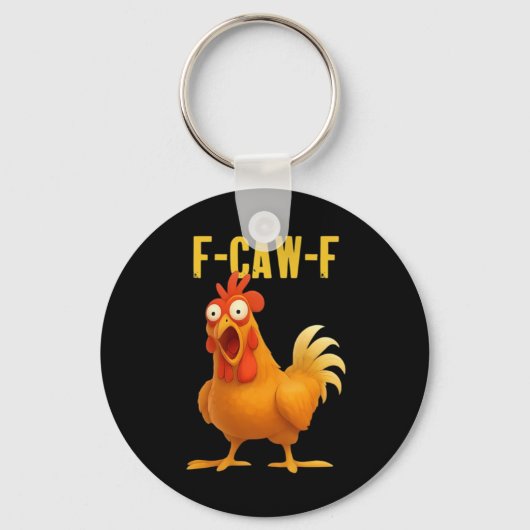 F Caw F Funny Chicken Meme Trendy Modern Style キーホルダー (正面)
