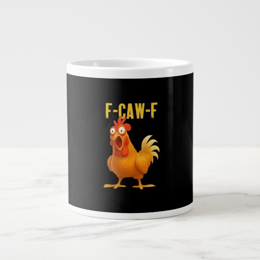 F Caw F Funny Chicken Meme Trendy Modern Style ジャンボコーヒーマグカップ (正面)