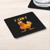 F Caw F Funny Chicken Meme Trendy Modern Style スクエアペーパーコースター (アングル)