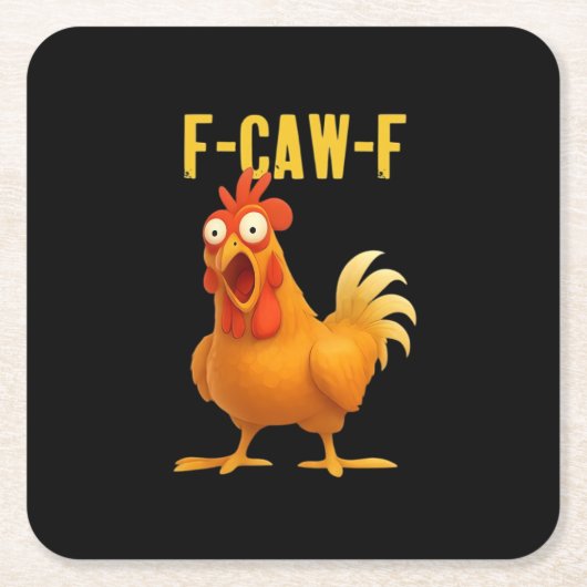 F Caw F Funny Chicken Meme Trendy Modern Style スクエアペーパーコースター (正面)