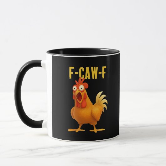 F Caw F Funny Chicken Meme Trendy Modern Style マグカップ (左)