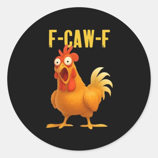 F Caw F Funny Chicken Meme Trendy Modern Style ラウンドシール (正面)