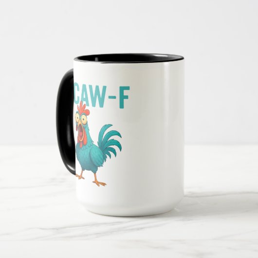 F-Caw-F Funny Chicken Mug, Chicken Humor, Rooster  マグカップ (正面左)