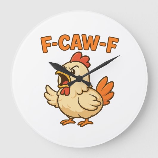F-CAW-F Funny Chicken | Quote Rooster Meme T-shirt ラージ壁時計 (正面)
