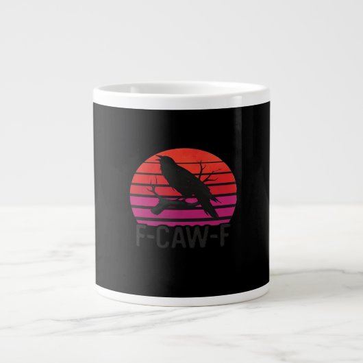 F-Caw-F Funny Crow Classic Minimal Clean ジャンボコーヒーマグカップ (正面)