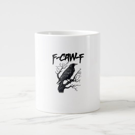 F-Caw-F Funny Crow Essential Cool Unique ジャンボコーヒーマグカップ (正面)