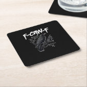F-Caw-F Funny Crow Minimal Clean スクエアペーパーコースター (アングル)